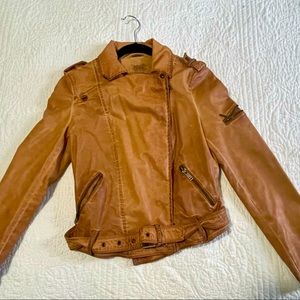 Zara brown leather jacket